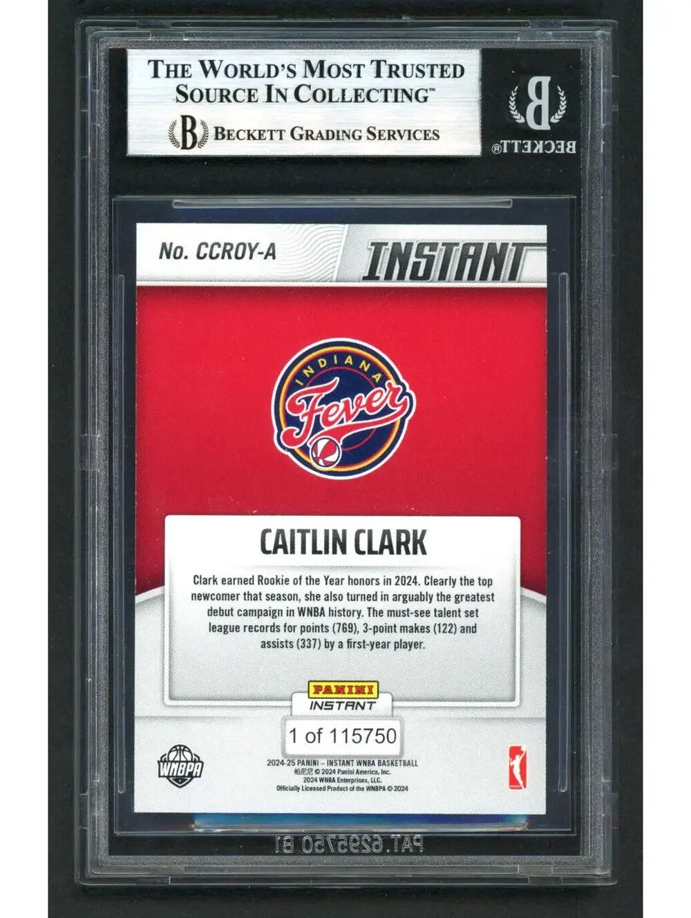 2024 Panini Instant #CCROY-A Caitlin Clark  Rookie of the Year ROY (RC) BGS 9 - Picture 2 of 4